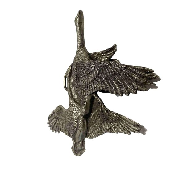 Vintage VineGarroon Foundries Belt Buckle Geese Flying Fine Pewter 1970 - Picture 3 of 8